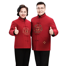 2025新款90绒中老年情侣装羽绒服唐装外套男女可脱卸羽绒内胆唐装，男装羽绒服，钱塘723