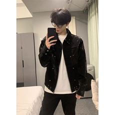 706-1-JK5127-P75特P春季美式短款垫肩夹克外套男痞帅机车服，男装夹克，星座706-1