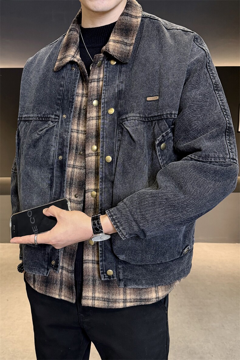 羽绒服男标50白鸭绒2025冬款牛仔外套保暖上衣B317/Y888/P238,男装工装外套,电商B317