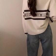 2024秋季新款复古圆领宽松慵懒长袖毛衣女，女装羊毛衫，珍珑羊绒