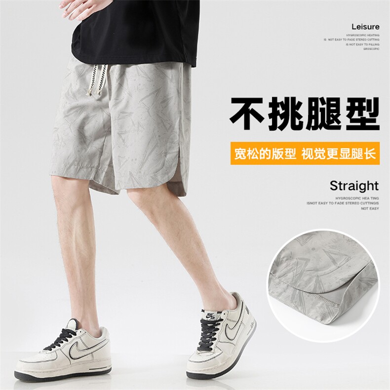 短裤男宽松日系潮流无影墙印花百搭五分裤运动短裤DK0401-P35控58图片