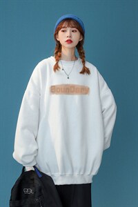 中性风 简约字母印花圆领套头慵懒风大码宽松卫衣W1007P30控48图片