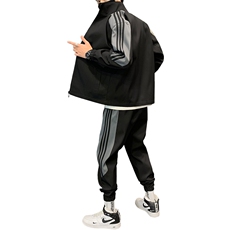 2025男秋季开衫套装两件套运动服休闲服长袖套装立领外套D02-P40，男装休闲套装，星座1402-2