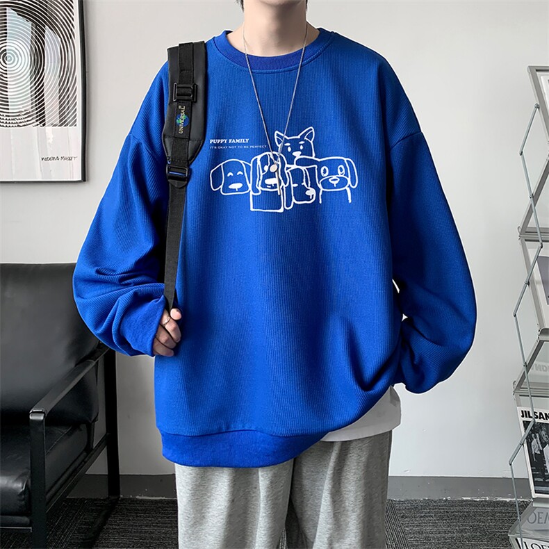 5XL华夫格卫衣男大码胖子圆领长袖t恤HW76404-P30加绒款-P40,男装卫衣,电商A040