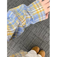 多巴胺复古格子衬衫男女宽松休闲显瘦中长款衬衣外搭防晒CY21，男装衬衫，星座1116A（原606A-3）