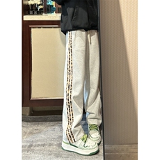 【有货】JRK83LL-特P45加绒豹纹三条杠裤子男加厚条纹卫裤，男装休闲裤，星座1007（原301D）