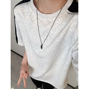 2026夏季新款港风拼接270g华棉短袖T恤男DT6260特P25建议零售价68，男装T恤，电商A001