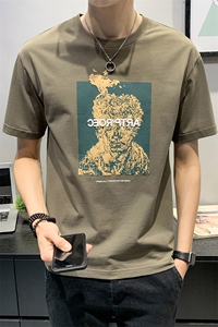 100%棉 2021夏季新款纯棉短袖T恤男夏季休闲体恤95012图片