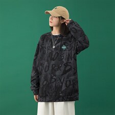 中性风2023秋冬新款满版字母印花宽松圆领套头卫衣1818-P35控59,男装卫衣,星座914-3