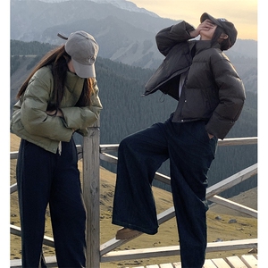 免洗PU皮羽绒棉服女短款2025新款冬季加厚宽松面包服外套C519-100图片