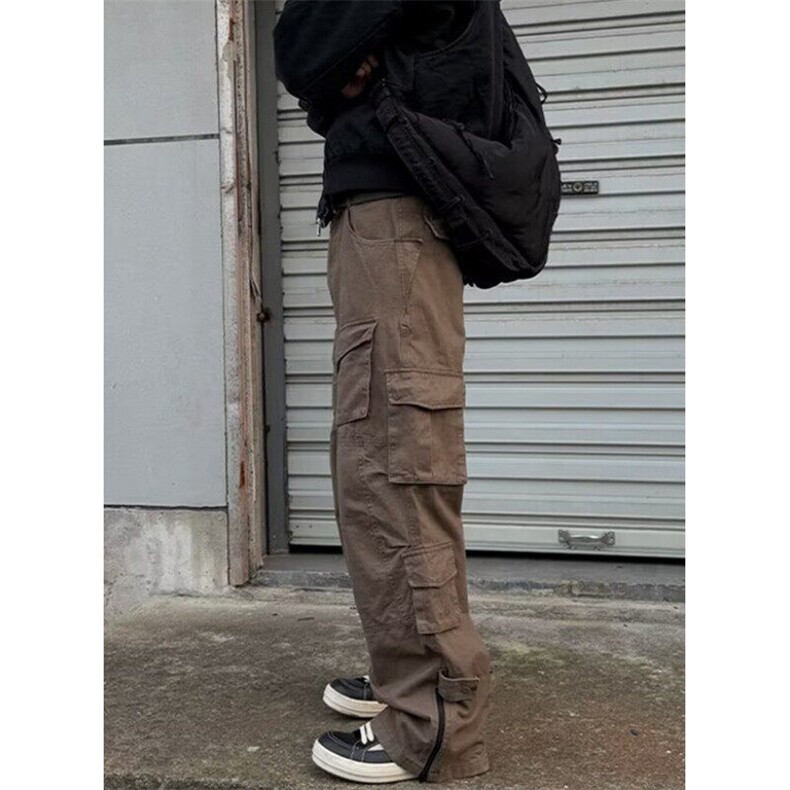 复古美拉德多口袋工装裤男女美式潮牌宽松休闲直筒裤子NA8214,男装工装外套,星座1116A（原606A-3）