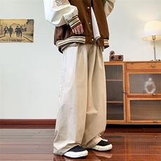 春秋季新款宽松大口袋裤子休闲裤复古日系阔腿裤K5854-P40，男装休闲裤，星座512-2