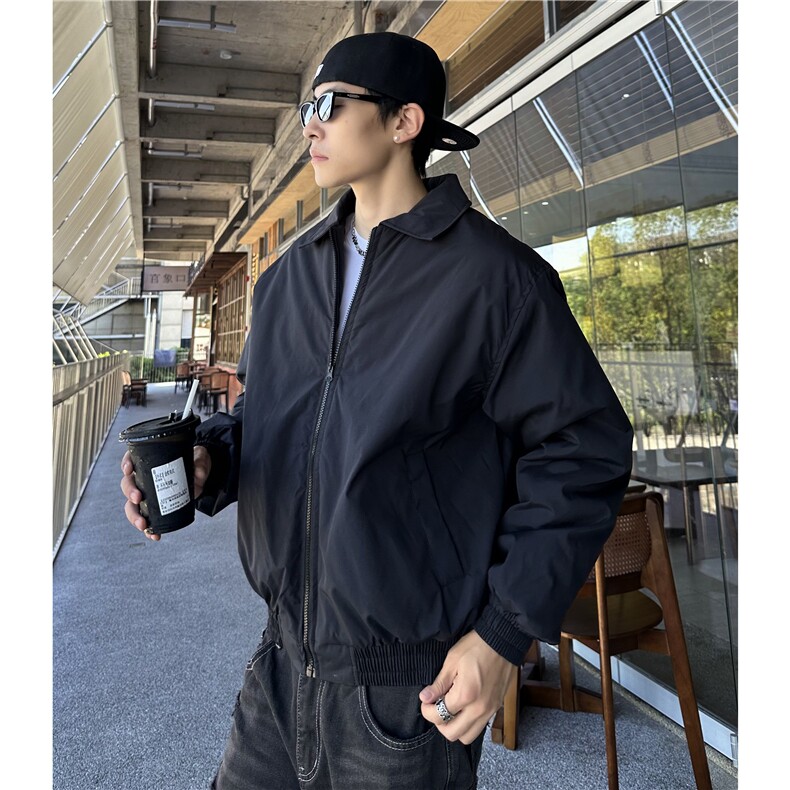 黑色短款外套男秋冬美式夹克棒球服潮牌飞行员夹克棉服特P,男装夹克,电商C307