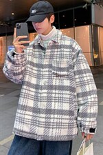 格子男春秋款ins港风炸街毛呢外套韩版潮流男呢子大衣W1913-P72，男装夹克，星座512-4