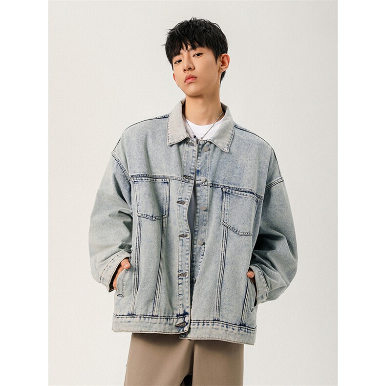 休闲时尚情侣款痞帅上衣街头港风潮流舒适百搭牛仔外套HY729TP65，男装工装外套，电商A102B