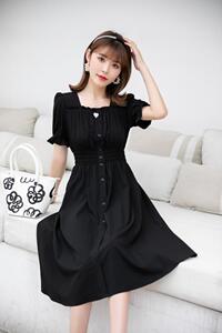 夏季新款    韩版黑色淑女爱心连衣裙图片