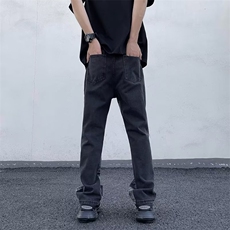 美式vibe裤子高街水洗牛仔裤男设计感小众拉链裤K708P42，男装牛仔裤，星座1116-2