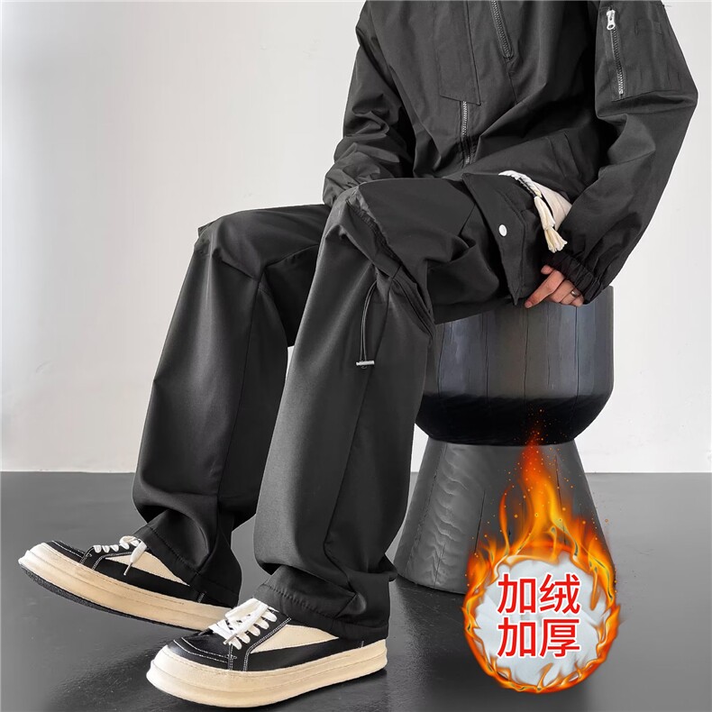 加绒加厚冬款男工装大口袋抽绳长裤冲锋裤H066 P40加绒P45图片