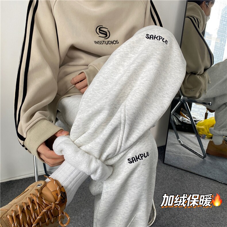 2023秋冬新款刺绣卫裤加绒K23497JR-P65控88常规K23497-p55控78,男装休闲裤,电商B315