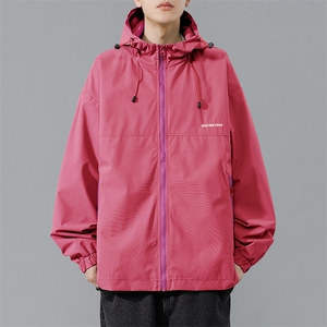 冲锋衣连帽夹克男宽松落肩纯色上衣外套DSA157B-JK727-P58图片