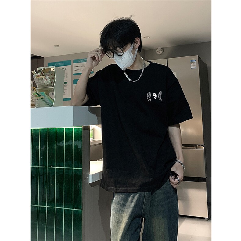 已做版权风八卦手重磅圆领新中式宽松休闲短袖t恤T69-P28,男装T恤,星座205-5