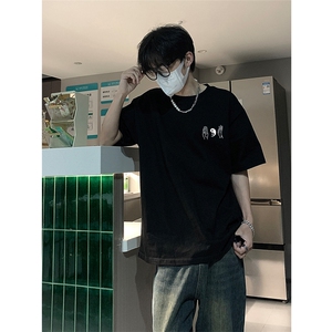 已做版权风八卦手重磅圆领新中式宽松休闲短袖t恤T69-P28