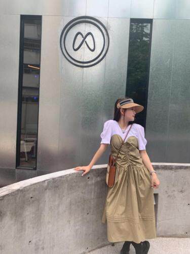 夏季新款韩版拼接连衣裙，女装连衣裙，红头发儿