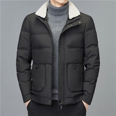 冬季男休闲羊毛领羽绒服中年男装翻领外套爸爸装上衣MYYL333-P240，男装羽绒服，电商B212（原钱塘6029）
