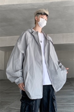 UPF50+灰色透气轻薄连帽男女情侣款新款户外速干专业钓鱼防晒外套，男装防晒衣，星座505-2（原电商A260-1)