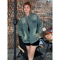 美式牛仔外套男高级感痞帅潮牌男装立领牛仔衣夹克女LF45088-P70，男装工装外套，星座1008