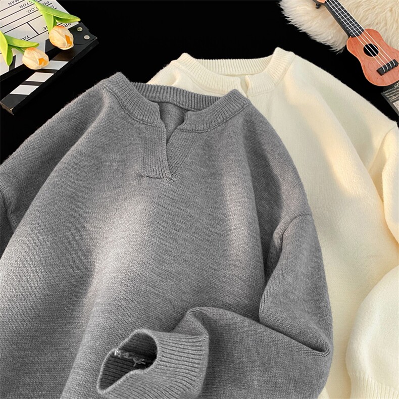 24秋季新款日系复古慵懒风套头V领毛衣针织衫男XZ608-M602-特P43，男装针织衫/毛衣，星座608(原A046)