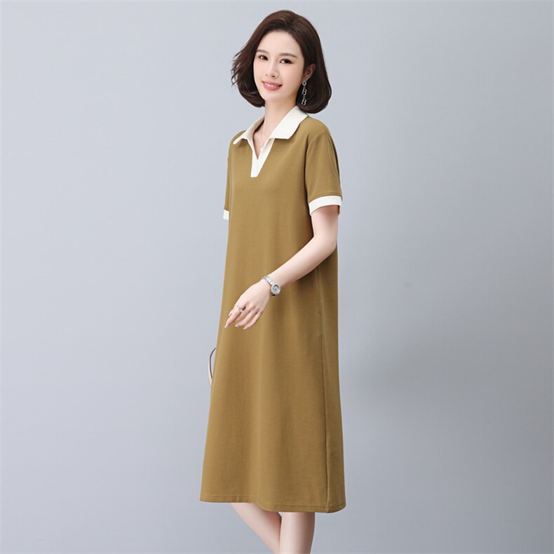 2023夏季新款时尚拼色休闲连衣裙宽松显瘦百搭气质女装,女装连衣裙,依恋蒂丝