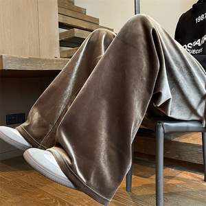 8XL-M 加绒美拉德宽松金丝绒阔腿裤垂感拖地裤K993P55加绒65控78图片