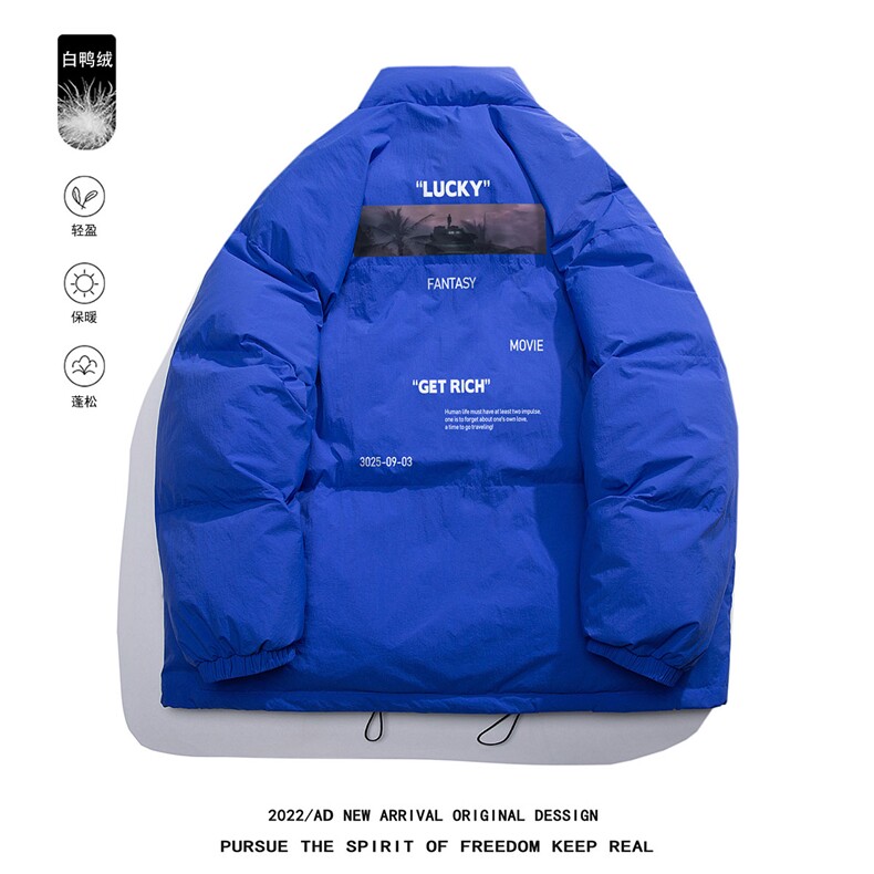 白鸭绒白底冬季新品字母印花立领羽绒服外套YR186P195控258图片