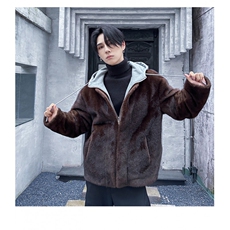 美式重磅解构水貂毛棉服外套男女冬季新款皮毛一体连帽夹克My816，男装夹克，星座903-1