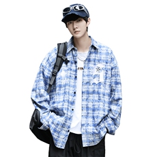 新款衬衫时尚男衬衣外套百搭上衣刺绣中性风宽松潮A227-C77H-P43，男装衬衫，电商A227