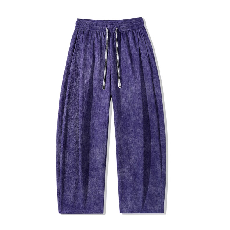 抖音树皮皱扎染夏季男士休闲直筒长裤港风宽松日系阔腿裤 P48图片