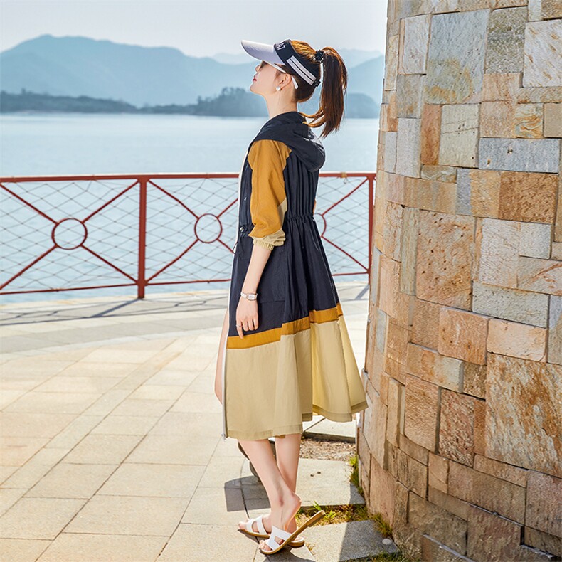 拼色防晒衣女款夏季2023新款大码时尚防晒服轻薄透气开衫外套，女装防晒衣，可可小西