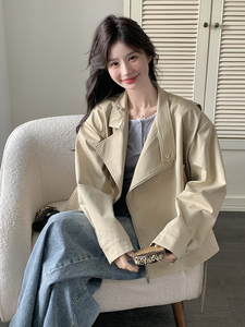 明星同款气质短款外套女春秋2025新款英伦风设计感小个子时尚风衣图片