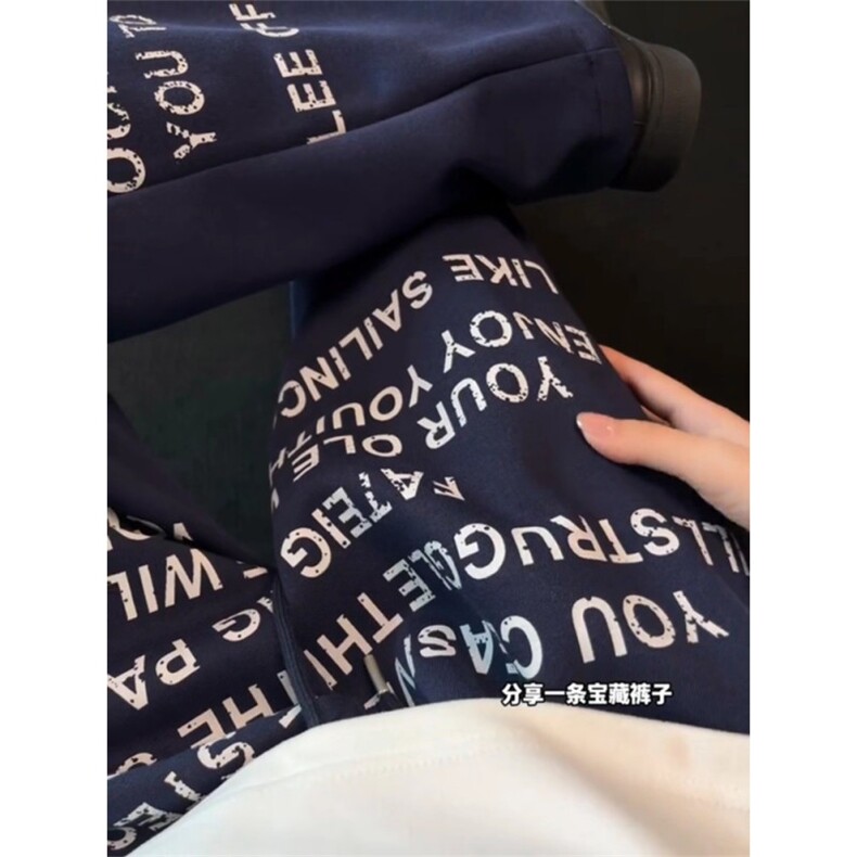 美式复古字母印花阔腿裤男直筒显瘦潮牌高级感小众裤子LW266-P40,男装休闲裤,星座1008