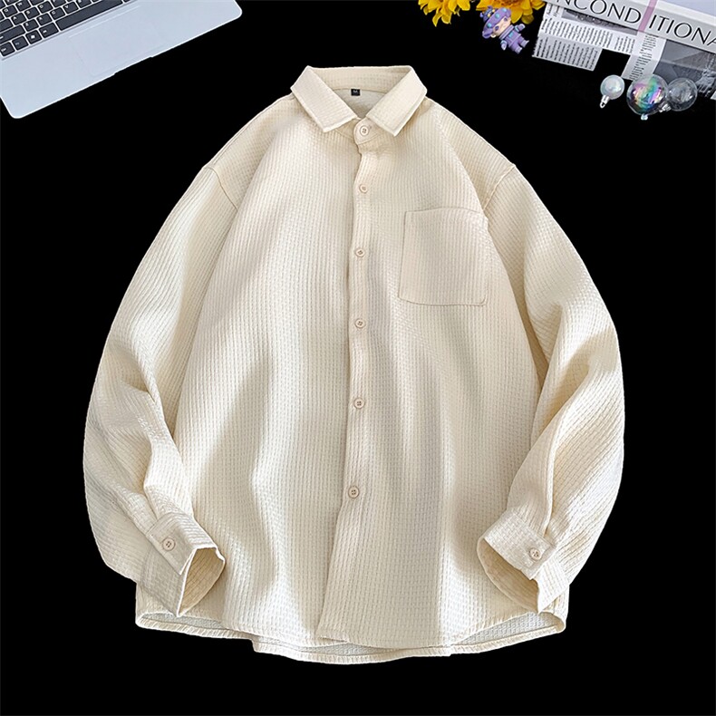 CS043-P35后外工字摺男女通勤百搭秋季长袖衬衣，男装衬衫，电商A178