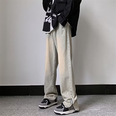 牛仔裤男裤脚拉链开衩韩版潮流高街2026春夏新款ins长裤RK139-P41，男装牛仔裤，星座412