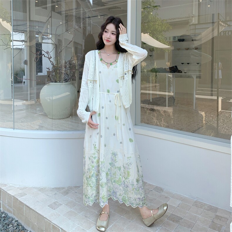 26春新款现-法式度假风针织无袖连衣裙套装2630-P190K308,女装套装/套裙,2B190