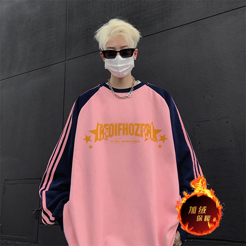 抖音得物供货提供视频秋冬重磅美式宽松织带圆领卫衣0726,男装卫衣,电商A486