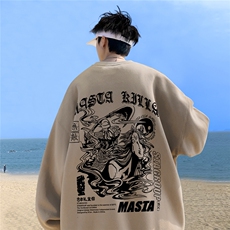 ！直播品质重磅宽松大码港风关公印花圆领卫衣WY39-特p28，男装卫衣，星座508（原C305）