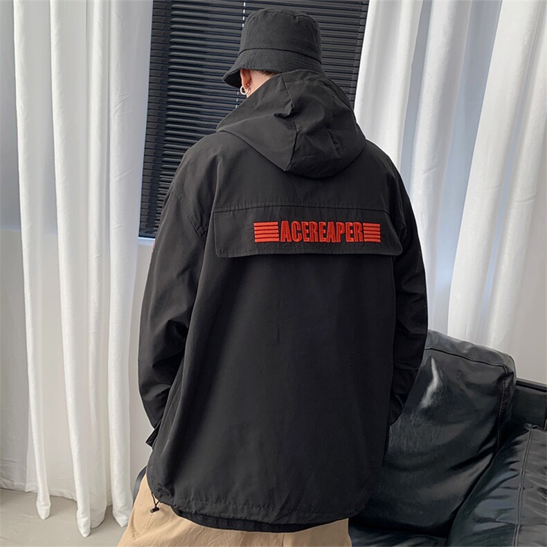 【】A003-AJ021-P55新款男士连帽工装夹克带贴标休闲外套,男装夹克,电商A003