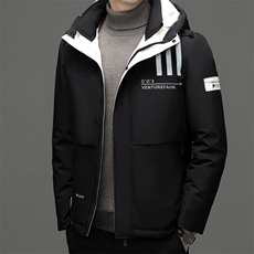 白鸭绒羽绒服男装冬季新款中年男士加厚保暖休闲爸爸装连帽外套，男装羽绒服，电商B212（原钱塘6029）