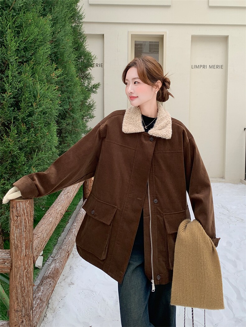 (现货)2025年冬季中长款灯芯绒棉衣2568款P175-K258,女装羊羔毛/颗粒绒,浙宝301