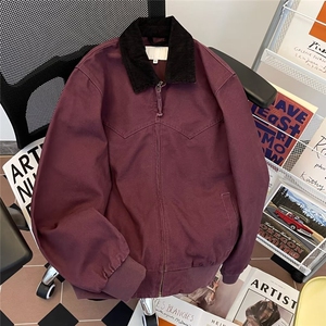 美式复古夹克外套男秋冬款新款高级纯棉宽松棉服痞帅外贸翻领棉衣