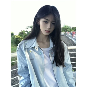 单品汇超好看立体小花刺绣外套女秋季新款宽松百搭翻领夹克上衣图片